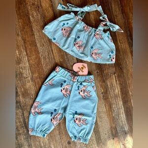 Hugo Loves Tiki Fish Print Top & Capri Pants 6y